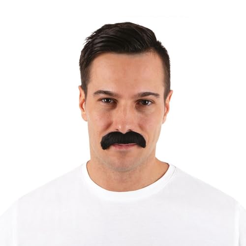 P'tit Clown – Bigote de disfraz – Adhesivo – Fácil de pegar (años 1960 – Negro)