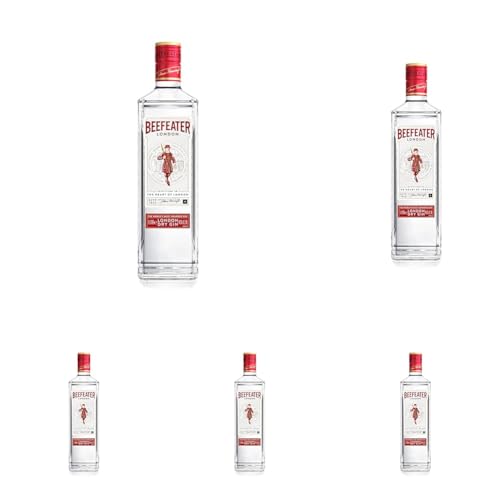 Beefeater London Dry Ginebra, 1L (Paquete de 5)