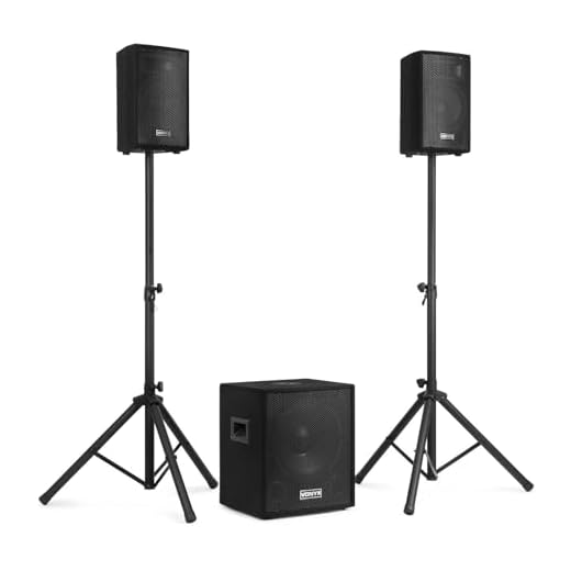 Power Dynamics VX0812BT Sonido 2.1 Activo con subwoofer 12 Pulgadas, 2 Altavoces 8 Pulgadas, Bluetooth, USB SD, 800W, trípodes, Ecualizador, moqueta Negra, Eventos y DJs móviles