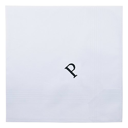 Image of Retreez 8 Pc Pure Cotton Initial Monogrammed Men's Handkerchiefs Hanky Gift Set