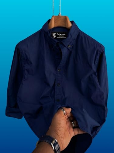 Image of Men's Casual Cotton Blend Shirt | Regular Fit | Full Sleeve | Solid Design