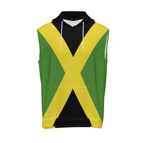 Palestine Flag Men's Sports Hooded Tank Top T-Shirt Casual Sleeveless Fitness Hoodie, 6X-Large