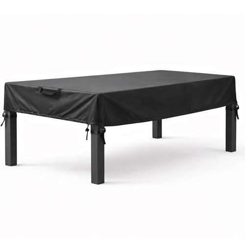 WOMACO Patio Rectangle Table Covers, Waterproof Patio Furniture Covers, UV Resistant Outdoor Cover for Rectangular Table, Black - 72.8" x 35.5"