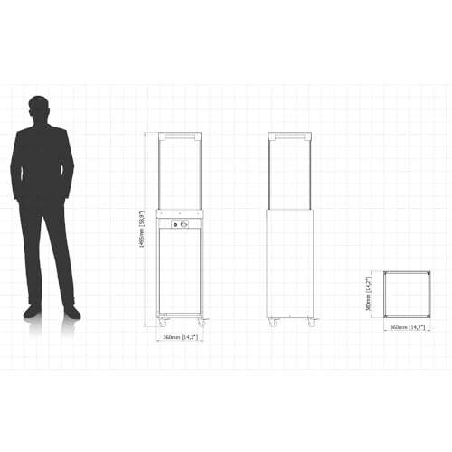 Planika Faro 41,000 BTU Propane Patio Heater 59" Modern Freestanding Glass Tower with Wheels, Smokeless 360° Flame, Cover & Regulator Included for Commercial & Residential Outdoor Spaces