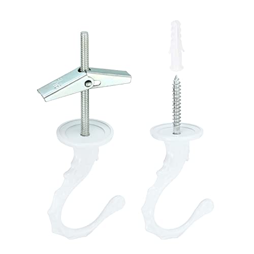 Image of PATIKIL 2.6 inch x 1.2 inch Ceiling Hook, 2 Pack Orchid Swag Hooks with Mounting Hardware for Indoor and Outdoor Plant Hanging, White