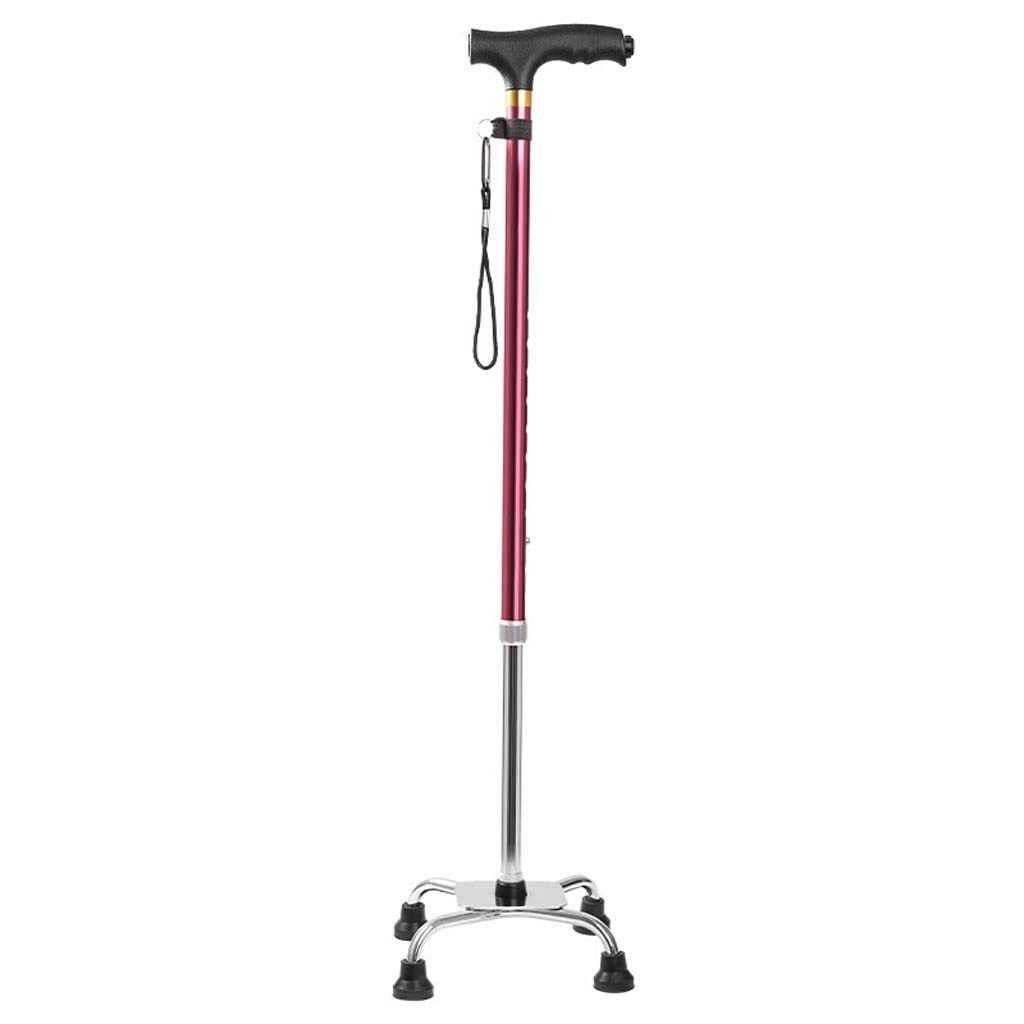 Muletas for Ancianos, bastón telescópico de Cuatro Patas Antideslizante Multifuncional, muletas Ligeras de aleación de Aluminio