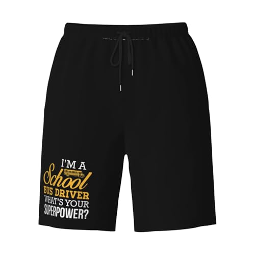 I Am School Bus Driver Whats Your Superpower Men's Quick-Dry Board Shorts 7" - Swim Trunks Summer Hawaii Beach3