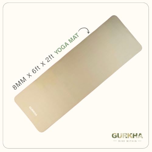 Image of GURKHA 13mm NBR Ultra-Cushioned Yoga Mat + Carry Strap | Category-Leading Comfort, Non-Slip Mat for Yoga, Pilates, HIIT & Floor Workouts | Joint-Support, Comfort Fitness Mat - Buoyant Mist | 6X2 ft