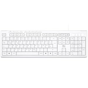 Rii Kabelgebundene Slim Business-Tastatur (USB) für Computer, Laptop (Windows & macOS), QWERTZ Deutsch Layout – Weiß
