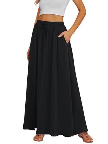 Tapata Women's Extra Long Maxi Skirts for Tall/Petite with Pockets Pleated A-Line Summer Flowy Skirt Casual Beach Wear