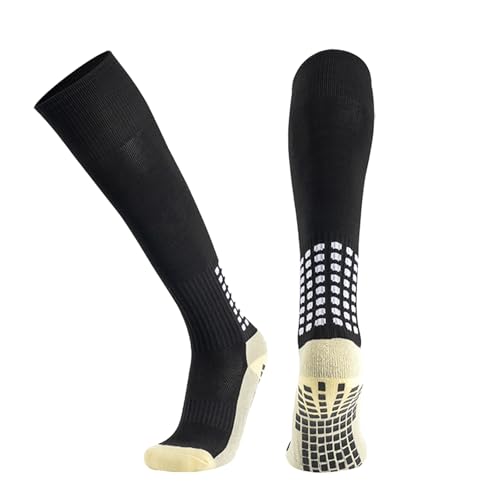 J COLOUR Meias Antiderrapantes Profissionais para Longas Futebol e Esportes Meias Conforto (BR, Alfa, Único, Regular, Regular, Padrão, Preta)
