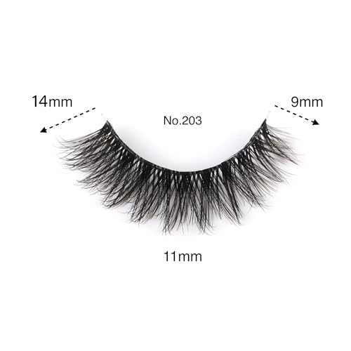 3D Falsche Wimpern Cat-Eye Kurze Natürlich Look Wispy Faux Mink spiky lashes,Cross Flauschig Weiche Wiederverwendbare Nerzwimpern-Happy Heartbeat (No.203)