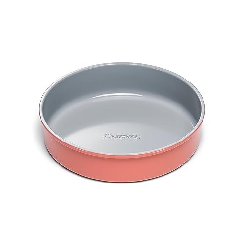 Caraway Non-Stick Ceramic 9” Circle Pan - Naturally Slick Ceramic Coating - Non-Toxic, PTFE & PFOA Free - Perfect for Birthday Cakes, Tartes, & More - Perracotta