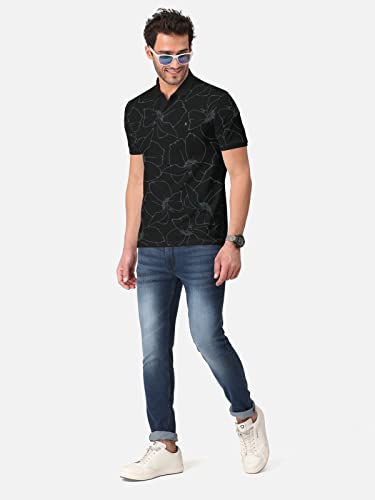 Image of BULLMER Beige Trendy Printed Half Sleeve Polo T-shirt for Mens