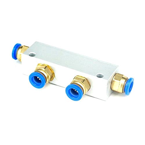 A Kit Push Fit 8mm 2 Way Pneumatic Air Manifold Block Splitter with Couplers