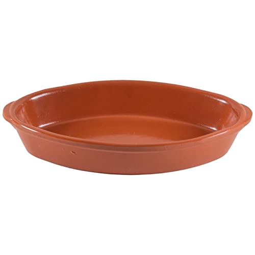 Tradineur - Bandeja ovalada de barro refractario, fuente para cocinar al horno, asar, apta para microondas y lavavajillas, 43,3 x 24 x 5,5 cm