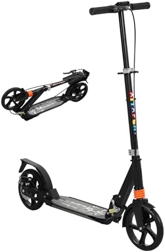 AIYAPLAY Trottinette Enfants 3-8 Ans – Pliable, 2 Roues LED Lumineuses, Hauteur Réglable 73-89 Cm, Frein Double, Plateau Antidérapant – 50 Kg