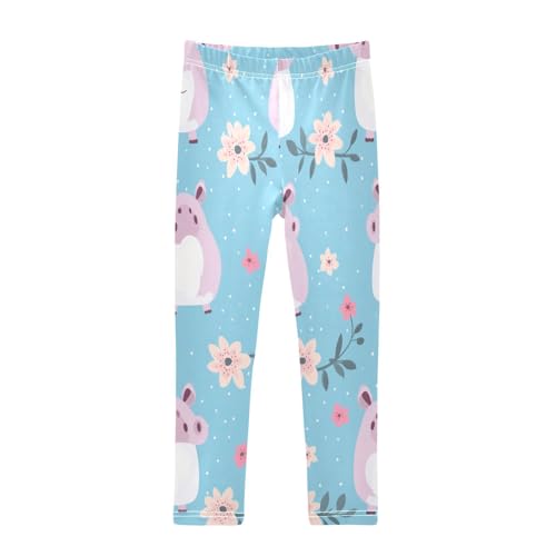 Toddler Girls Leggings Printed Yoga Pants Leggings Purple Hippo for Kids