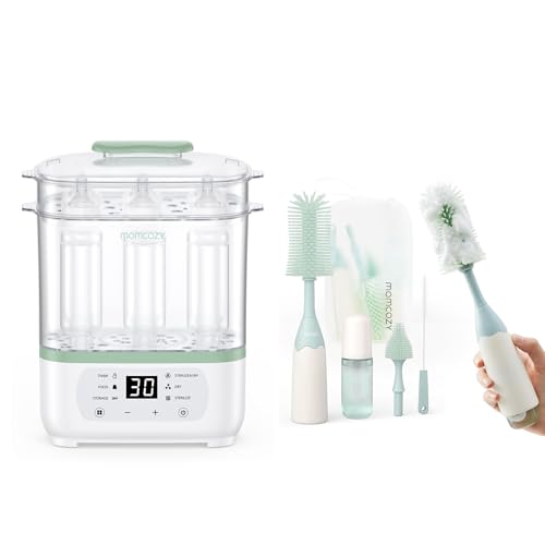 Image of Momcozy Bottle Sterilizer and Dryer & Momcozy Bottle Brush Kit Green