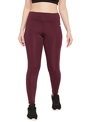 Image of Clovia Women's Snug Fit Active High-Rise Ankle-Length Tights in Purple