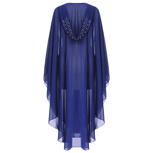 Image of OBEEII Muslim Dress for Women Loose Batwing Sleeved Hooded Beaded Embroidery Long Abaya Dress Kaftan Abayas Islamic Robe
