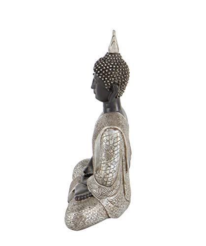Deco 79 Tibet Buddha Dhyana Mudra With Silver Robe Polyresin, 11" H #TOP3