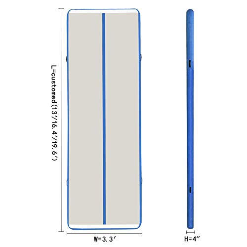 86 York 10ft 13ft 16ft 20ft Inflatable Gymnastics Air Track Tumbling Mat with Pump for Gym/Home/Yoga/Training/Kids/Sport/Taekwondo/Game (20ftx3.3ftx8(6X1X0.2m), LightBlue)
