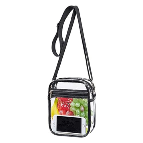 FBHDKJNFG Le Sac de Femme rétro-Oblique, Clear Crossbody Bag Transperant Purse with Adjustable Shoulder Strap for Sports Outdoor(Svart)