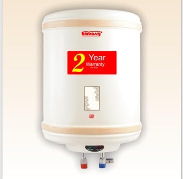 Embassy MS 15Ltr 4 Star Rated Storage Water Heater Geyser with Advanced 3 Level Safety (White) | SS Tank | 2 Yr warranty | Electric Heater | Low Power Consumption | Rust Proof