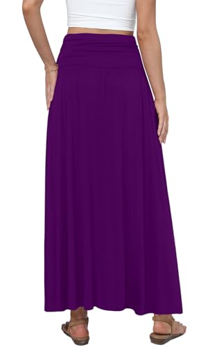 DouBCQ Maxi Skirts for Women High Waisted Long Skirts with Pockets Ankle Length Casual Skirt2