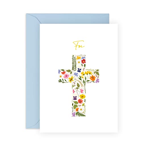 Central 23 - Carte religieuse pour homme - Foi - Carte de voeux florale pour femme - Croix - Cadeau chrétien pour anniversaire, baptême, communion - Pour enfant,...