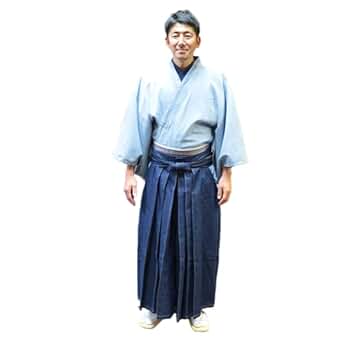 aabbooy　デニムライクな羽織袴セット　インディゴブルー ◯デニム作務衣 インディゴブルー Sサイズ(身長145