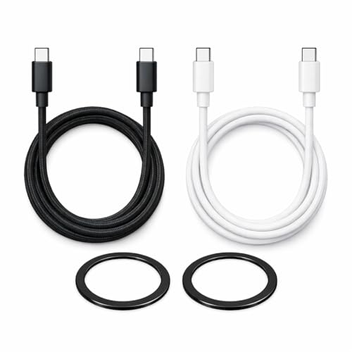 Image of 2-Pack [MFi-Certified] Non-Magnetic USB C - USB C MagCable 1m (Black + White), Soft Silicone Braided, 480Mbps Data Transfer, Compatible with iPhone, Android, MacBook, 2 Year Warranty with Registration