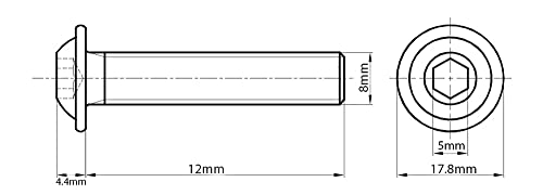 M8 (8mm x 12mm) Black Zinc Flake 10.9 Flanged Button Head Screws Allen Socket Bolts Screws (Pack of 20) - Image 2