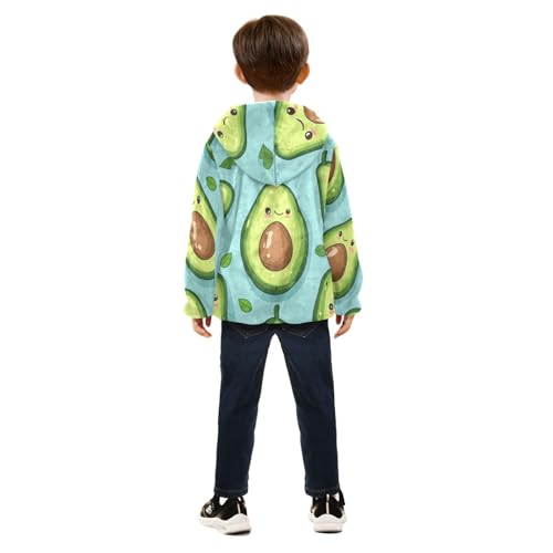 Kawaii Cute Avocado Girls Fleece Jacket Girls Fall Jacket Girls Zip Up Hoodie Girls Sherpa Jacket 2-10T4