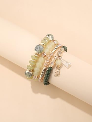 Bohemian Stackable Bracelets for Women Gold Beaded Stretch Charm Bracelets Set Crystal Elastic Multilayer Colorful Charm Bangles Bracelets Summer Beach Multicolor Statement Jewelry2