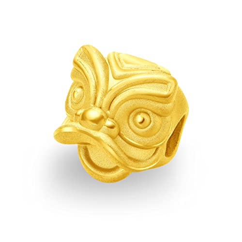 CHOW TAI FOOK 999 Pure 24k Gold Handsome Dancing Lion Head Beads Charm2
