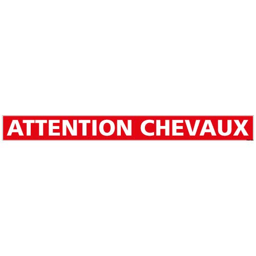 Signalétique.biz France - Adhésif Attention Chevaux - 1000 x 100 mm (100 x 10 cm) - Adhésif - Rouge