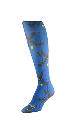 HOCSOCX Womens/Girls Shin Guard Rash UNDER Sport Socks (Small, Blue Field Hockey Sticks)