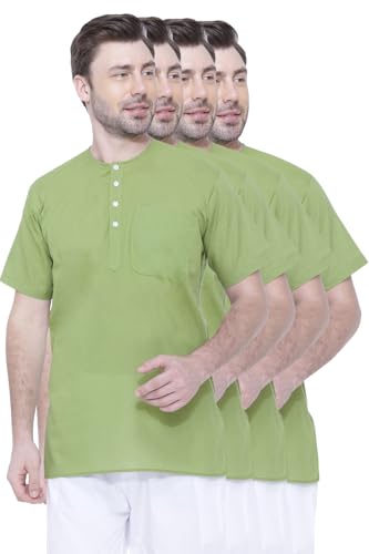Image of Rajubhai Hargovindas Men's Pure Cotton Short Kurta | Pack of 4 |