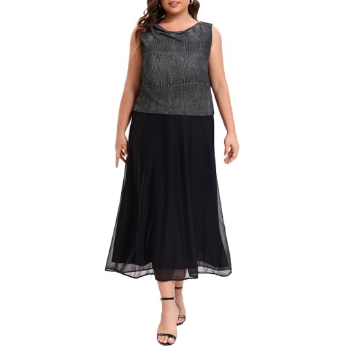 Women's Plus Size Mother of The Bride Suits Tea Length Glimmer Jacket Dress Set Formal Evening Gowns3