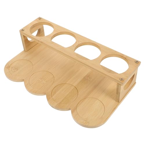SMASOLO Scaffale Bamboo Porta Bottiglie Olio con Doppio Piano e Rotondi Organizzatore Barattoli Spezie Cucina Antiscivolo e Resistente al Calore Supporto Stoccaggio Pratico e Sicuro