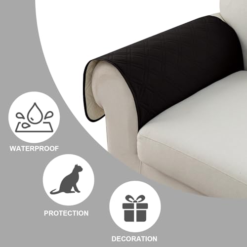 Image of Genina Sofa Armrest Cover, Anti-Slip Armchair Slipcovers for Dogs Cats Pet, Water Resistant Couch Arm Cover for Backrest Recliner Loveseat, L Shaped Sofa, 23.6 x 27.5 Inches(2 Pieces)