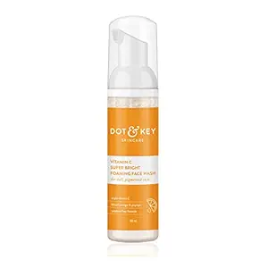 Dot & Key Vitamin C Super Bright Foaming Face Wash For Dull & Pigmented Skin | With Triple Vitamin C, Blood Orange & Papaya | Sulphate Free | For All Skin Types | For Women & Men | Travel Edition | 80ml