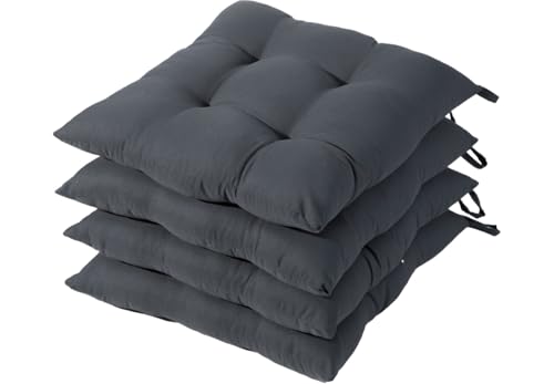 HAMO Dining Chair Seat Pad Cushions Set of 4, 38x38 cm, 15x15 inches (Graphite)
