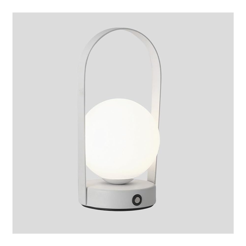 Nordic Globe Tischlampe, wiederaufladbar, kabellos, 3-Farben-Modus, kleine Schreibtischleuchte, tragbare Campinglampen for den Außenbereich, Schlafzimmer, Schreibtisch-Lesevorrichtung(White)