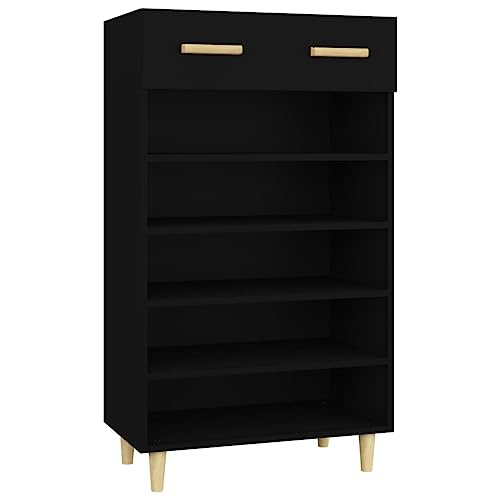 Eleganz Zapatero negro 60 x 35 x 105 cm de material de madera – Zapatero ahorra espacio para apartamentos pequeños, duradero y elegante