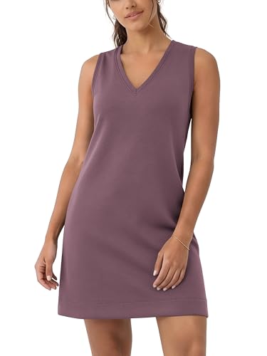 Image of ODODOS Modal Soft V-Neck Tank Dress for Women Sleeveless Sundress Casual Relaxed Summer Dress with Pocket