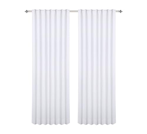 GFI LINEN CLUBS Farm House Gordijn-Katoen Canvas Stof-Wit, Gordijn, Tabblad Gordijnen, Kamer Verduistering Gordijnen, Gordijnen voor Gordijnen voor Woonkamer, Gordijnen Set van 2 (Wit, Groot)