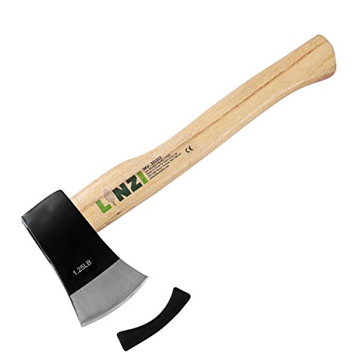 LINZI Hand Axe with Wooden Handle 1.25lb Ideal for Outdoor Gardening, 331222,Black
